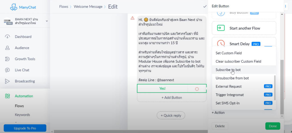 to bot Manychat 